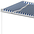 Miniatyrbild 6 av 10: vidaXL Markis med stolpar automatisk infällbar 3x2,5 m blå och vit Blå