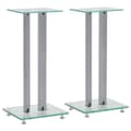 vidaXL Högtalarstativ 2 st härdat glas 2 pelare silver Silver