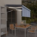 Miniatyrbild 1 av 7: vidaXL Markis manuell infällbar med rullgardin&LED 3x2,5m blå och vit Blå