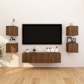 Miniatyrbild 1 av 10: vidaXL Väggmonterade tv-bänkar 8 st brun ek 30,5x30x30 cm Brun
