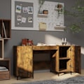 Miniatyrbild 3 av 9: vidaXL Skrivbord rökfärgad ek 140x50x75 cm konstruerat trä Brun