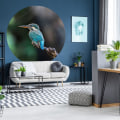 Miniatyrbild 4 av 6: WallArt Tapet cirkelformad The Kingfisher 190 cm Blå