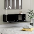 Miniatyrbild 3 av 8: vidaXL TV-bänk svart 100x30x30 cm konstruerat trä Svart