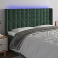 vidaXL Sänggavel LED mörkgrön 183x16x118/128 cm sammet Grön