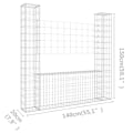 Miniatyrbild 5 av 6: vidaXL U-formad Gabionkorg med 2 stolpar järn 140x20x150 cm Silver