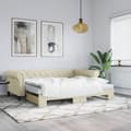 vidaXL Dagbädd utdragbar gräddvit 90x200 cm konstläder Kräm