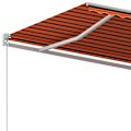 Miniatyrbild 6 av 10: vidaXL Markis med stolpar automatiskt infällbar 4,5x3 m orange&brun Orange