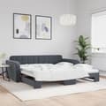 vidaXL Dagbädd utdragbar mörkgrå 100x200 cm sammet Grå