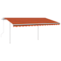 Miniatyrbild 2 av 10: vidaXL Markis med stolpar automatisk infällbar 4x3 m orange och brun Orange