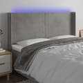 vidaXL Sänggavel LED ljusgrå 183x16x118/128 cm sammet Grå