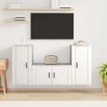 vidaXL Tv-skåp 3 delar vit konstruerat trä Vit