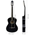 Miniatyrbild 7 av 7: vidaXL Gitarr för nybörjare klassisk svart 4/4 39" amerikansk lind Svart