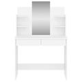 Miniatyrbild 4 av 10: vidaXL Sminkbord med spegel vit 96x39x142 cm Vit