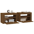 Miniatyrbild 7 av 10: vidaXL Sängbord 2 st med LED-belysning Brun ek 60x35x40 cm Brun