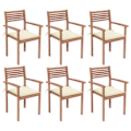 Miniatyrbild 10 av 10: vidaXL Stapelbara trädgårdsstolar med dynor 6 st massiv teak Creme