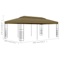 Miniatyrbild 6 av 6: vidaXL Paviljong 6x3x2,7 m taupe 180 g/m² Taupe