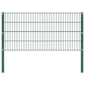 vidaXL Stängselpanel med stolpar järn 13,6x0,8 m grön Grön