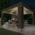 Miniatyrbild 1 av 8: vidaXL Paviljong dubbla tak och ljusslinga LED 3x3x2,7 m taupe Taupe