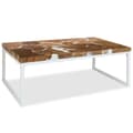 vidaXL Soffbord teak och harts 110x60x40 cm Vit
