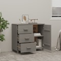 Miniatyrbild 7 av 10: vidaXL Skänk HAMAR ljusgrå 90x40x80 cm massiv furu grå