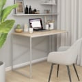 Miniatyrbild 1 av 8: vidaXL Datorbord vit och ek 110x60x70 cm spånskiva Brun