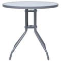 vidaXL Trädgårdsbord ljusgrå 80 cm stål och glas grå