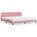 vidaXL Säng med madrass rosa 200x200 cm sammet Rosa