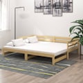 Miniatyrbild 1 av 10: vidaXL Dagbädd utdragbar 2x(90x200) cm massiv furu Vit