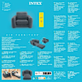 Miniatyrbild 6 av 6: INTEX Utdragbar fåtölj 117x224x66 cm mörkgrå grå