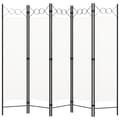 vidaXL Rumsavdelare 5 paneler vit 200x180 cm Vit