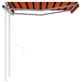 Miniatyrbild 2 av 10: vidaXL Markis med stolpar automatisk infällbar 3,5x2,5 m orange/brun Orange