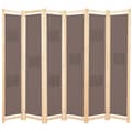 vidaXL Rumsavdelare 6 paneler 240x170x4 cm brun tyg Brun