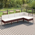 Miniatyrbild 1 av 8: vidaXL Loungegrupp med dynor 5 delar konstrotting brun Brun