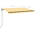 Miniatyrbild 10 av 10: vidaXL Automatisk markis med vindsensor & LED 450x300 cm gul/vit Gul