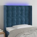vidaXL Sänggavel LED mörkblå 93x16x118/128 cm sammet Blå