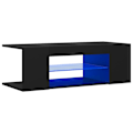Miniatyrbild 2 av 10: vidaXL TV-bänk med LED-belysning svart 90x39x30 cm Svart
