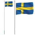 vidaXL Sveriges flagga med flaggstång 6,08 m aluminium