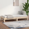 Miniatyrbild 3 av 9: vidaXL Utdragbar dagbädd 2x(80x200) cm massiv furu Brun