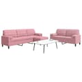 vidaXL Soffgrupp med dynor och bolster 3 delar rosa sammet Rosa