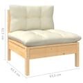 Miniatyrbild 6 av 8: vidaXL Loungegrupp med gräddvita dynor 6 delar massiv furu Creme
