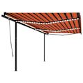 Miniatyrbild 1 av 10: vidaXL Automatisk markis med vindsensor & LED 6x3,5 m orange/brun Flerfärgsdesign