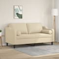 vidaXL 2-sits soffa med prydnadskuddar gräddvit 140 cm tyg Kräm