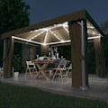 Miniatyrbild 1 av 10: vidaXL Paviljong med draperi och ljusslinga LED 4x3 m taupe Taupe