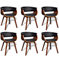 Miniatyrbild 2 av 8: vidaXL Matstol modern konstläder med träram 6-pack Svart