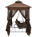 Miniatyrbild 2 av 5: vidaXL Paviljong med hammock kaffebrun Brun
