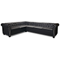 Miniatyrbild 4 av 7: vidaXL 6-sitsig Chesterfield hörnsoffa konstläder svart Svart