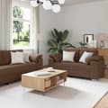 vidaXL Soffa 3 st Brun Linnenblandad tyg Brun