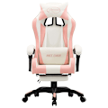 Miniatyrbild 2 av 8: vidaXL Gamingstol med fotstöd rosa och vit konstläder Rosa