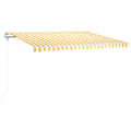 Miniatyrbild 2 av 10: vidaXL Automatisk markis med vindsensor & LED 400x300 cm gul/vit Gul