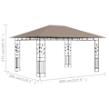 Miniatyrbild 6 av 6: vidaXL Paviljong med myggnät 4x3x2,73 m taupe 180 g/m² Taupe